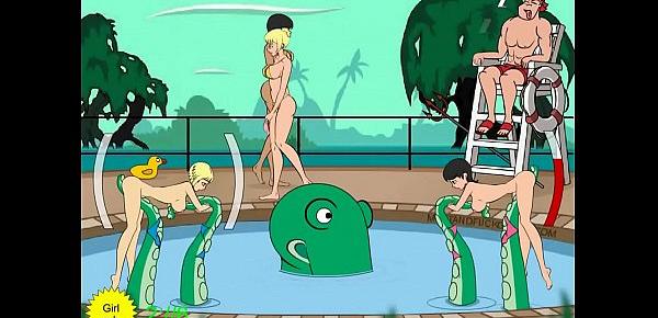 Tentacle monster molests women at pool - No Commentary 2 | teamfaps.com